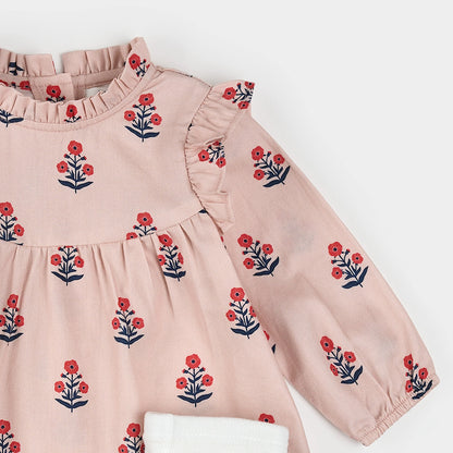 Poppy Print on Rose Brushed Twill Dress Set