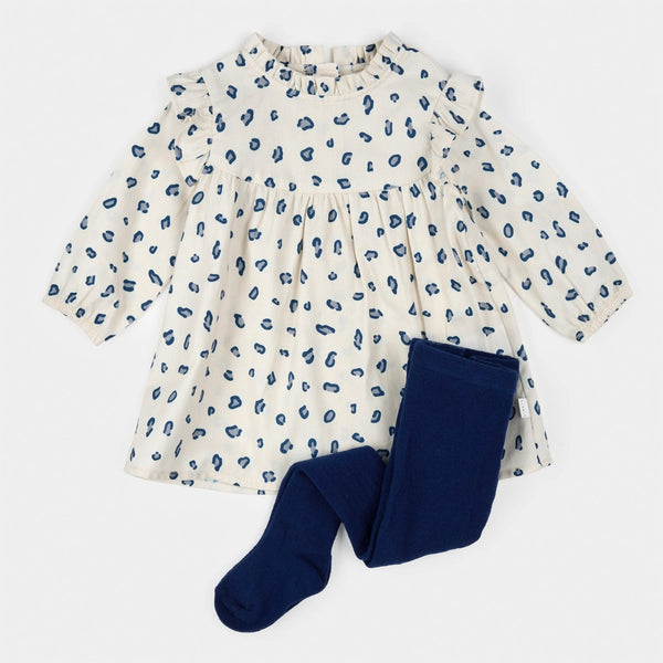 Snow Leopard Print on Brushed Twill Dress Set