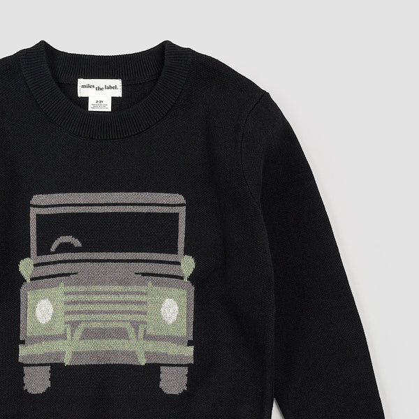 Off-Roader Intarsia Black Sweater