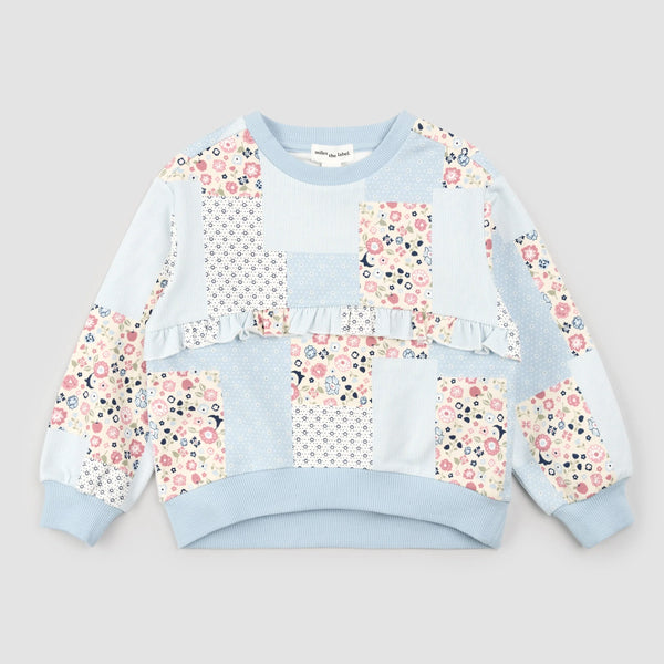 Floral Patchwork Print on Celestial Sweatshirt