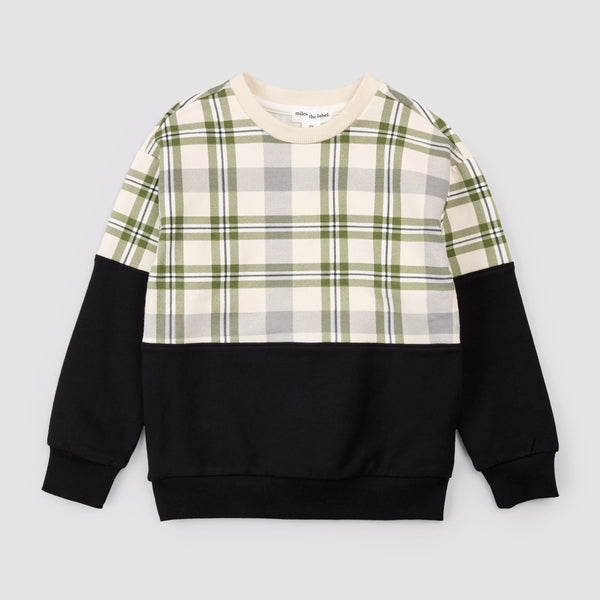 Plaid Color-Blocked Sweatshirt