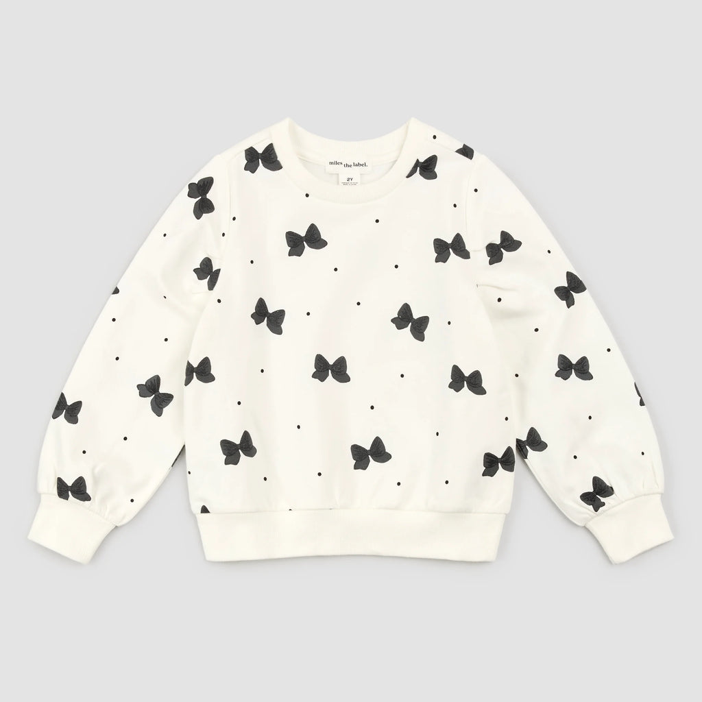 Glitter Bow Print on Off-White Sweatshirt and Legging Set