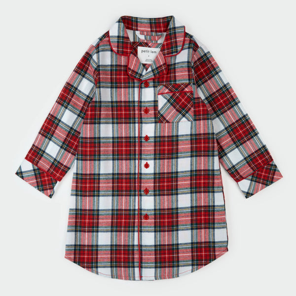 Red Tartan Plaid Flannel Night Gown