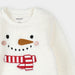 Snowman Embroidery on Off-White Sherpa Sweatshirt