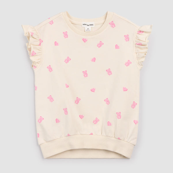 Gummy Bears on Ivory Ruffled Top