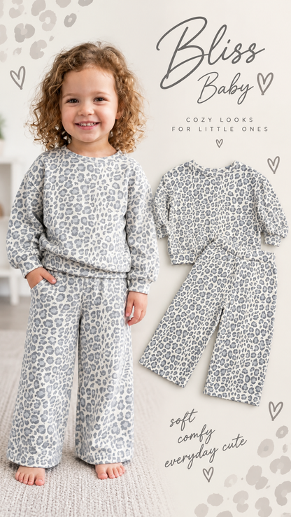 WIDE LEG SWEATPANT BLUE LEOPARD