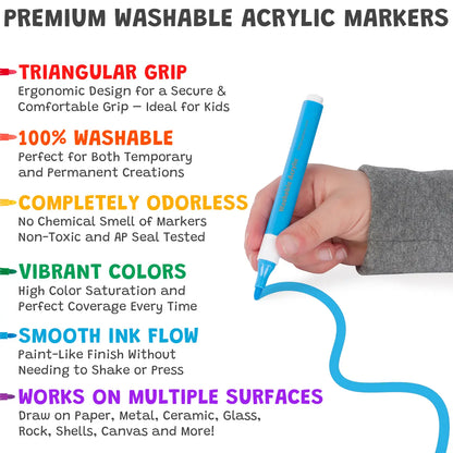 Magic Stix, Washable Acrylic Markers, 12 Pack
