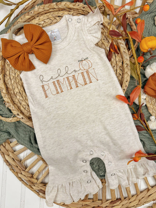Hello Pumpkin baby girl long sleeve romper - romper only