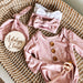 Tiny Hearts in Dusty Pink Newborn Baby Knot Gown & Hat Set