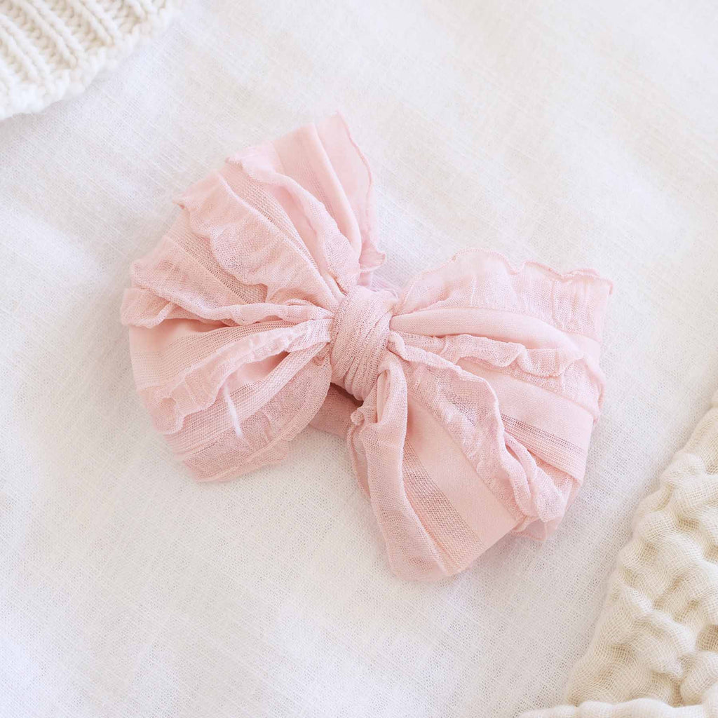 Large Ruffle Knit Bow | Pinks