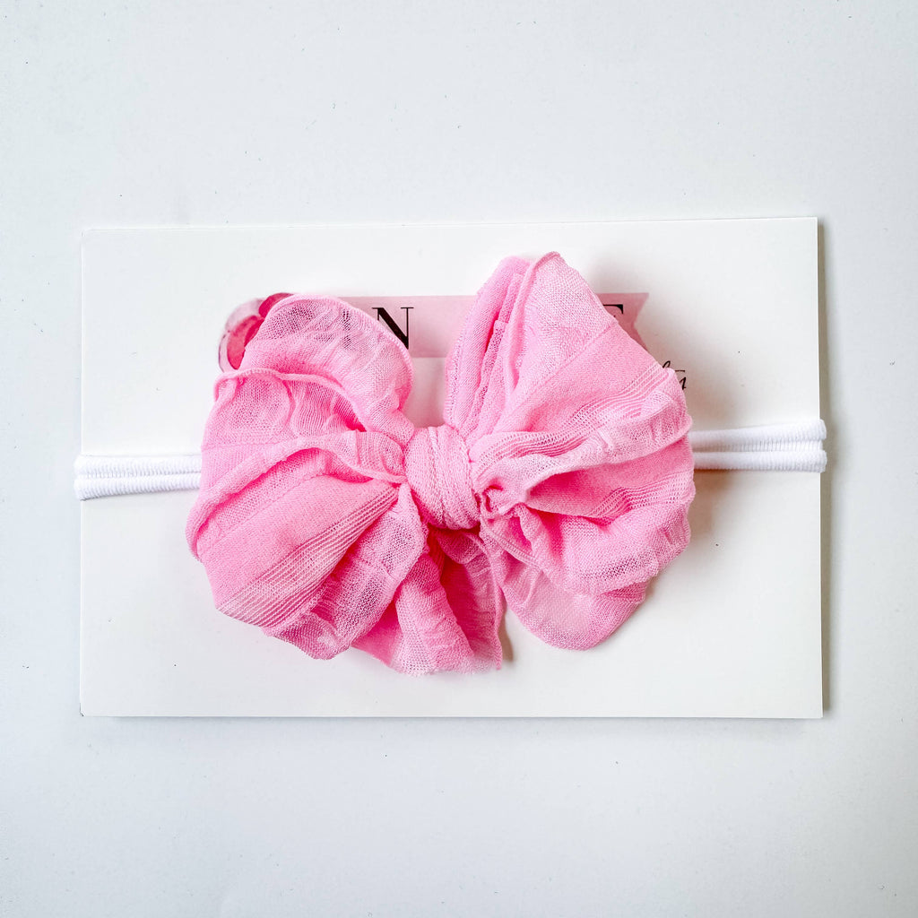 Skinny Mini Ruffle Headband- Bubblegum