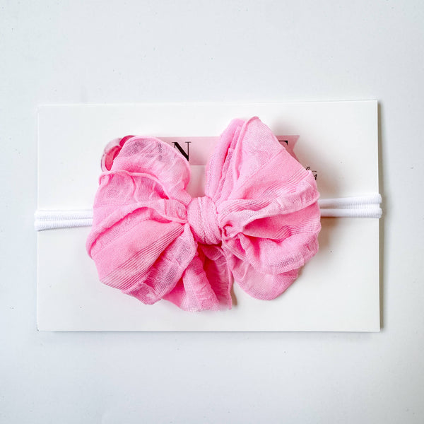 Skinny Mini Ruffle Headband- Bubblegum