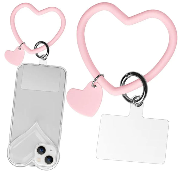 New Heart Universal Phone Silicone Wristlet Lanyard Keychain