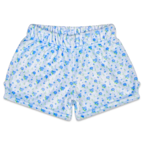 Blue Ditsy Plush Shorts