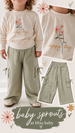 Babysprouts Girl's Wide Leg Cargo Pant - Sage