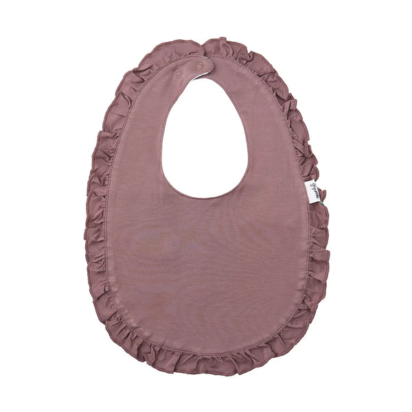 Kate Mauve Ruffle Snap Bib Bamboo Keepsake Baby Accessories