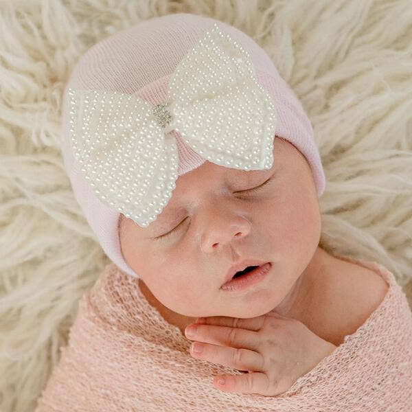 Pearl Bow Hospital Hat - White
