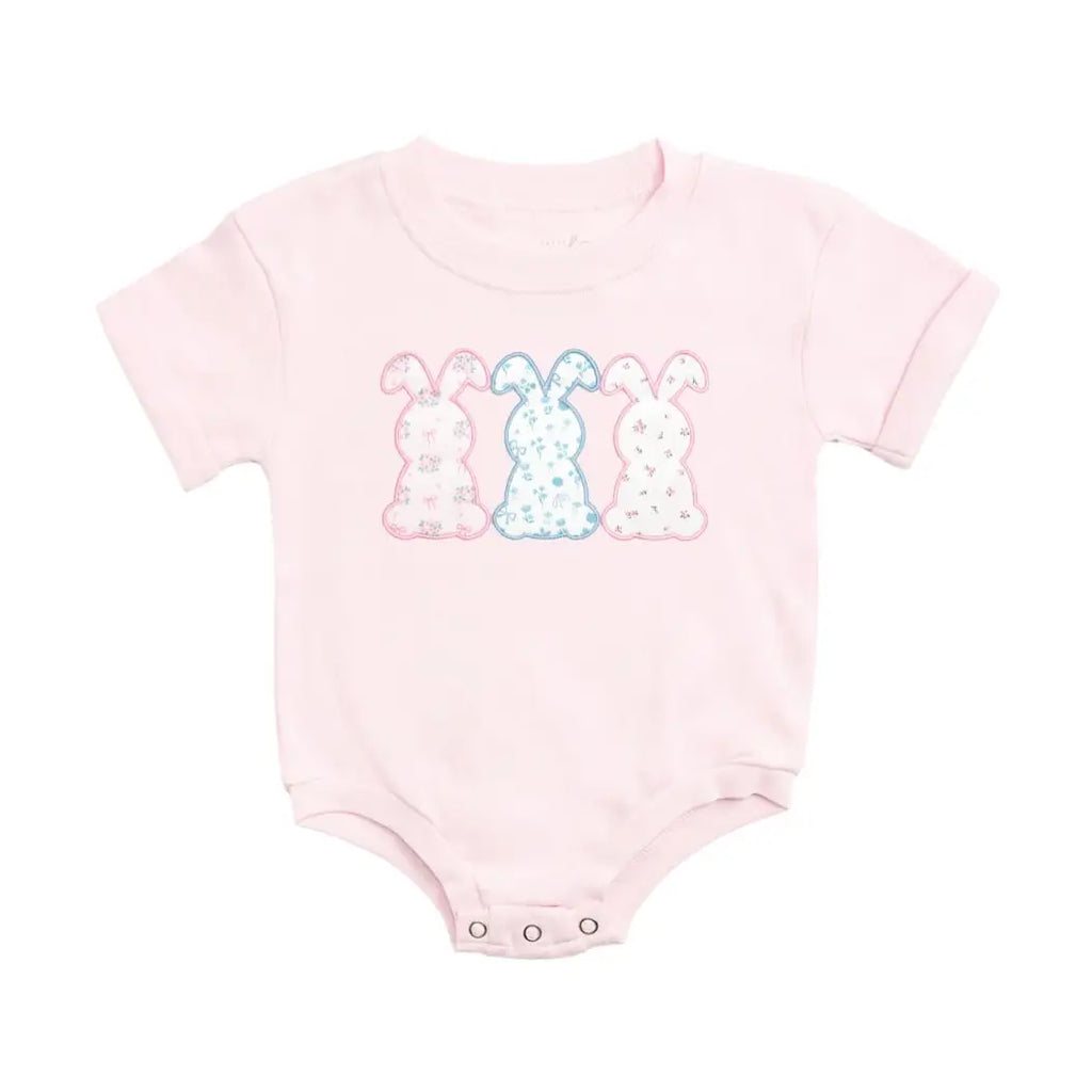 Floral Bunny Patch Easter Short Sleeve Romper - Baby