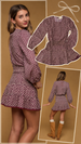 DIGITAL PRINT LANTERN SLEEVE SMOCKED WAIST BLOUSON