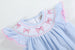 Blue Seersucker Bow Smocked Flutter Romper