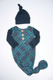 Preston Plaid Teal Knot Gown & Hat