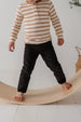 Boy's Long Sleeve Henley Shirt - Toffee Stripe