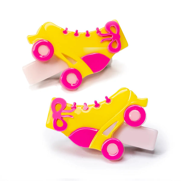 Roller Skates Pink Yellow Alligator Clip