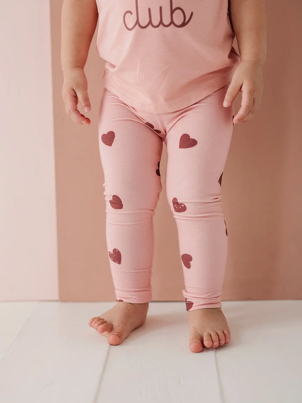 Girl's Basic Leggings - Ruby Hearts