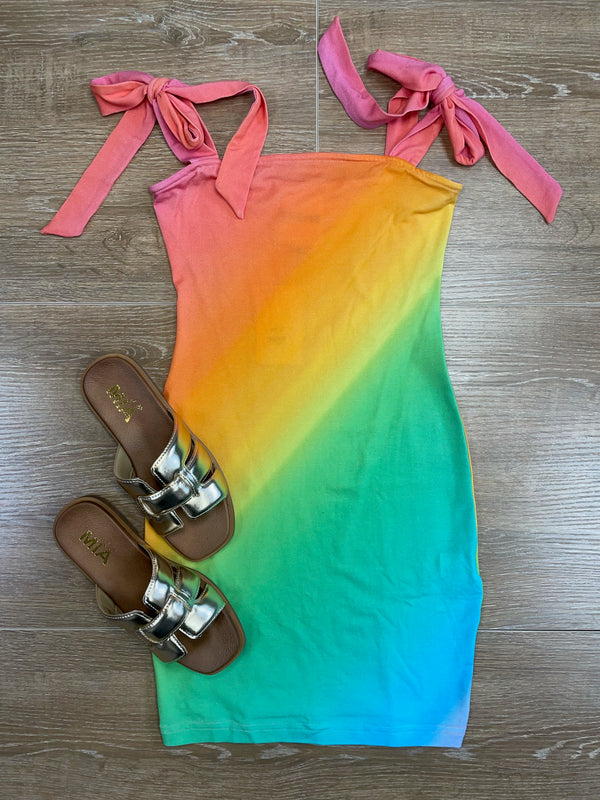 The Chloe Dress - Rainbow Ombre