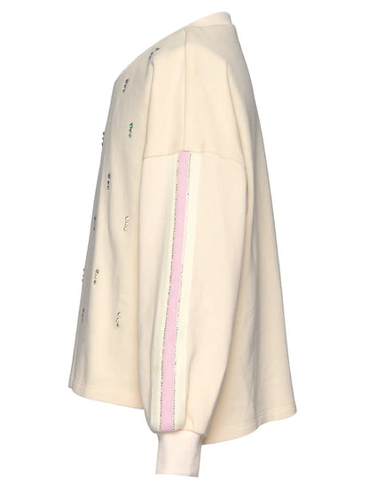 French Terry Sweatshirt w/ Rhinestone Embellishments