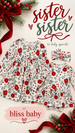 BABY GIRL LONG SLEEVE BODYSUIT DRESS SET - POINSETTIA