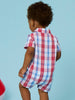 Baby Boys Lincoln Plaid Short Sleeve Woven Button-Up Romper