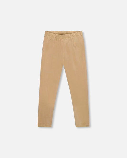 Stretch Shiny Leggings Golden Beige