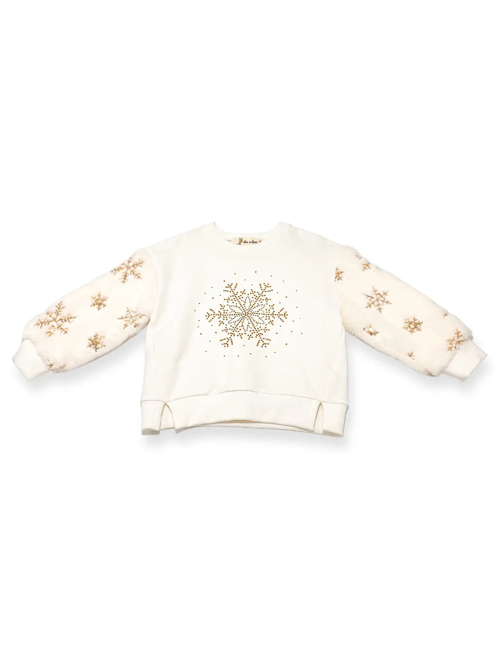 T Sequin Snowflake Fur Slv Sweatshirt