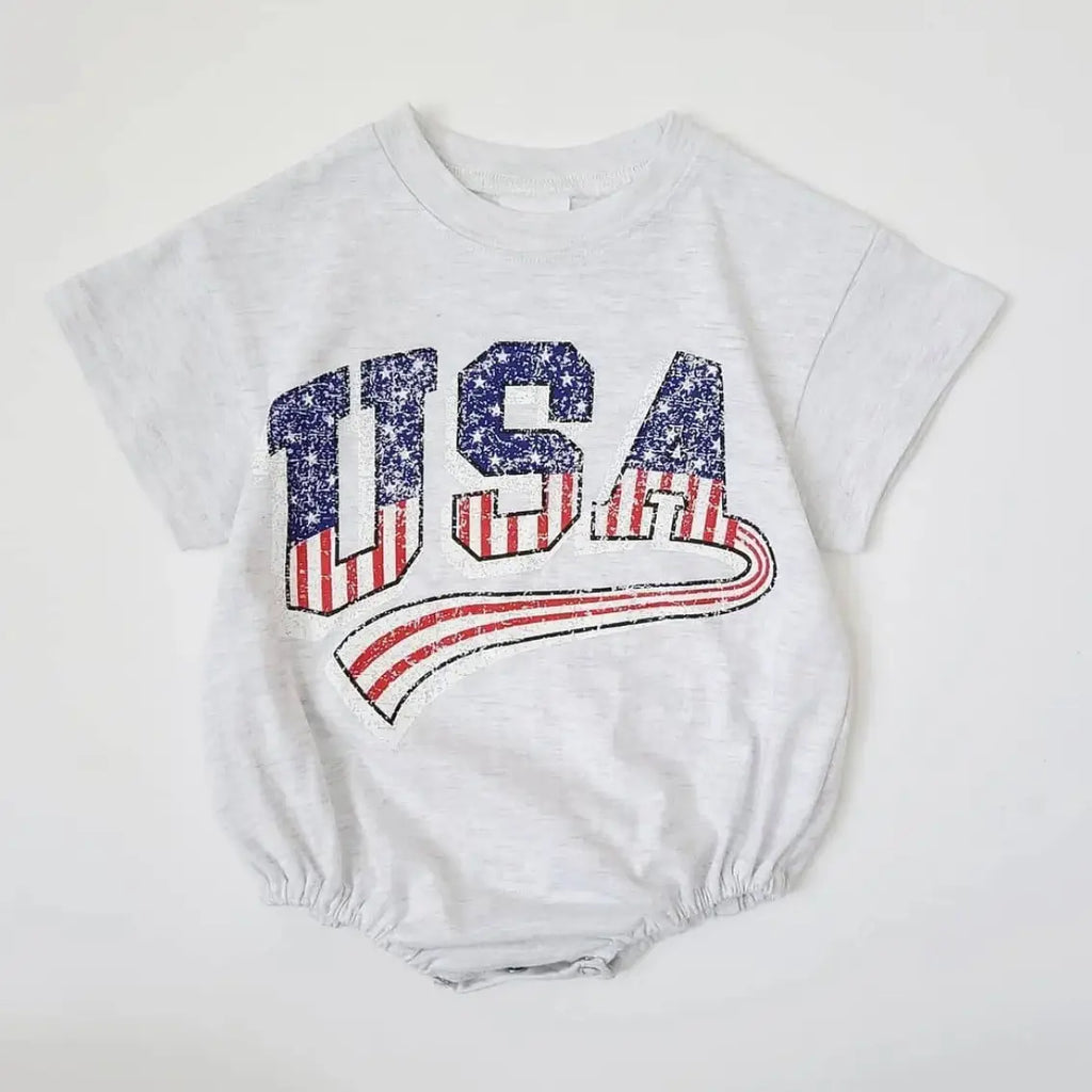 Distressed USA Baby/Toddler Bubble Romper