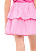 Embroidered Eyelet Tiered Ruffle Skort - Pink