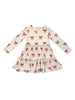 GIRLS LONG SLEEVE DOUBLE TIERED DRESS - Rose Elegance Bows