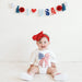 Patriotic Sequin Bow Patch Short Sleeve Romper