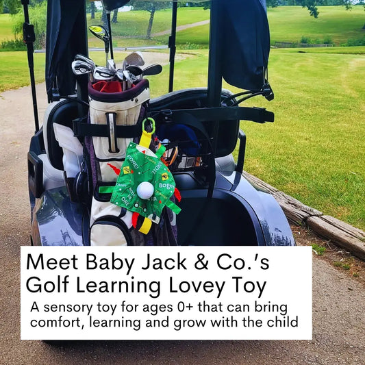 Golf Baby Learning Lovey Tag Stroller Toy 10" X 10"