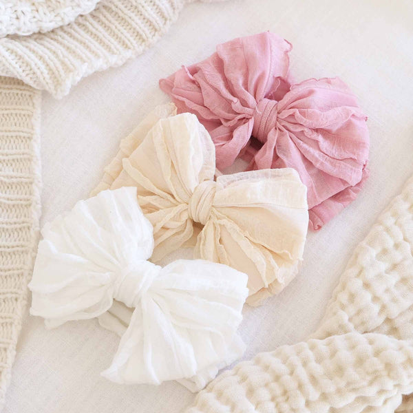 Large Ruffle Knit Bow | Sweet & Simple