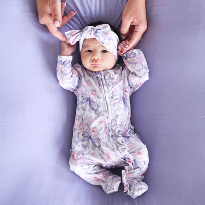 Leighton's Lavender Ruffle Zipper Footie