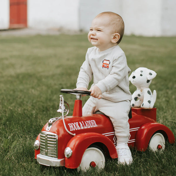 Fire Truck Print on Grey Quilted Jersey Set