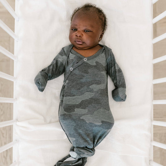 Newborn Knotted Gown - Hunter