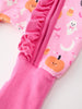 Halloween Pumpkin Ghost Print Baby Girl Pajamas Ruffle Zipper Romper