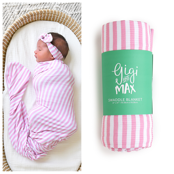 Lana Pink Ribbed SWADDLE Bamboo