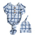 Paxton's Plaid Newborn Baby Knot Gown & Hat Set