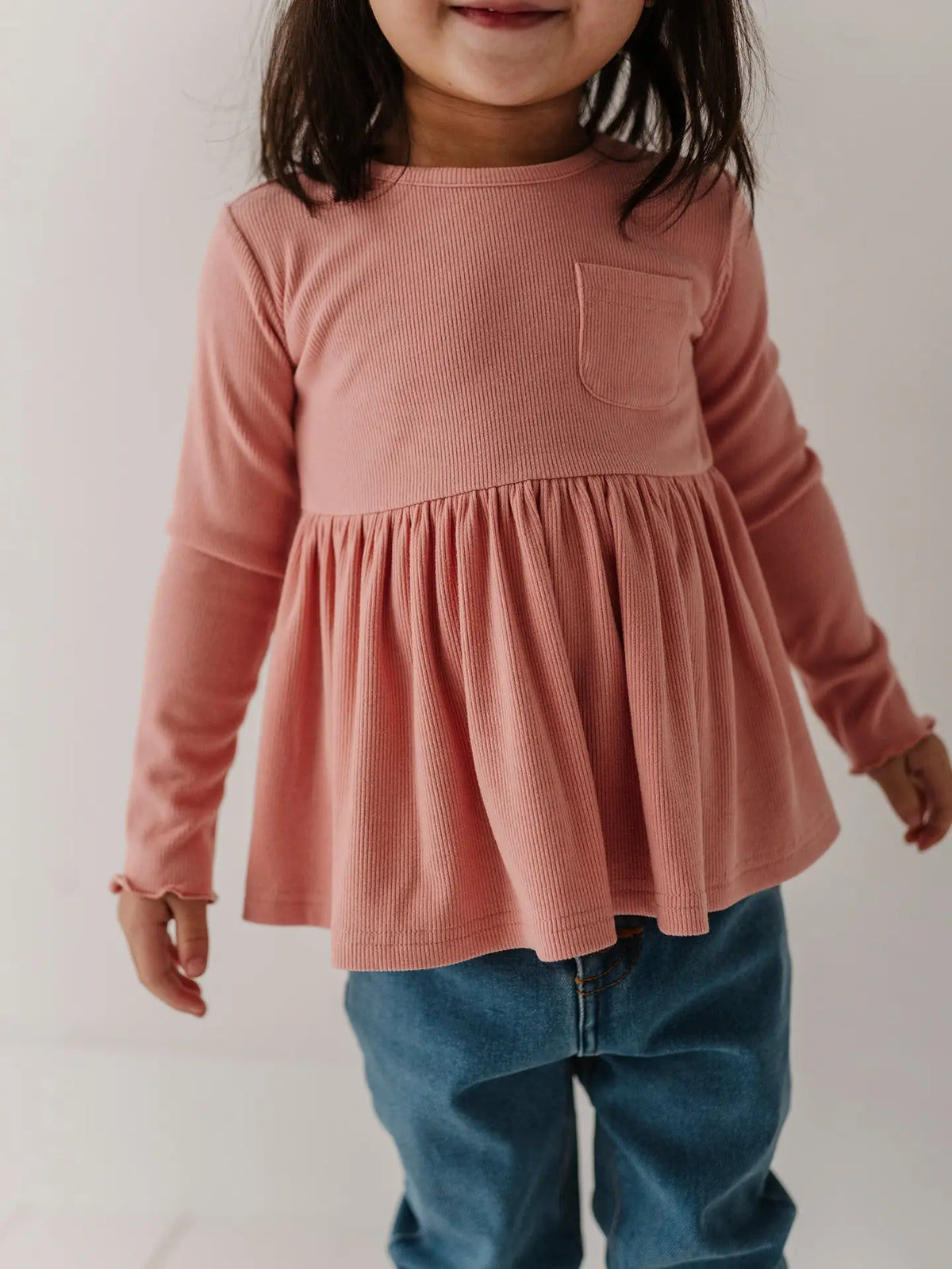 Babysprouts Girl's Ribbed Peplum Shirt - Mellow Rose