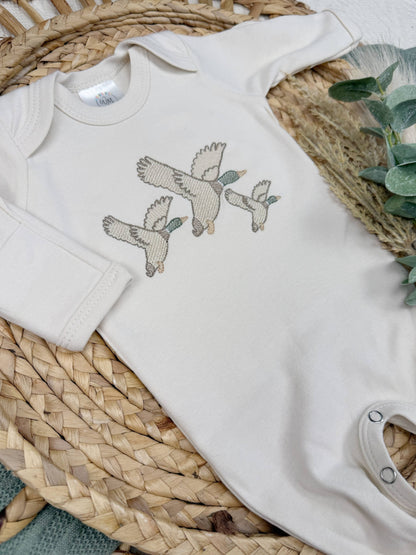 Mallard duck baby footie - Hat Set