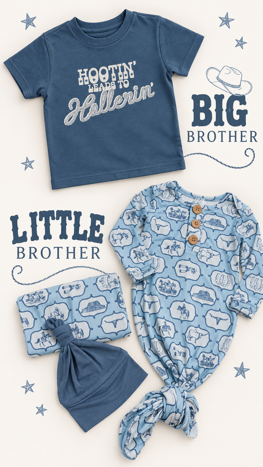 Cowboy Colt knot Gown & Hat - NB
