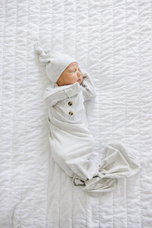 Stevie Ribbed Knotted Gown - Newborn-3 Month